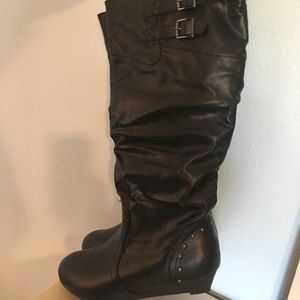 AVENUE Plus WIDE CALF Studded Wedge Boots 10WW 🖤